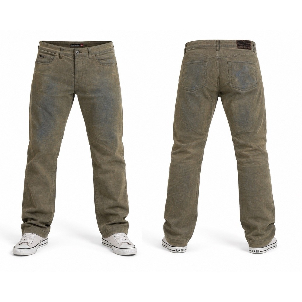 Vintage Quiksilver Pants Corduroy MENS 34 90's Y2K M 2 TONE TAN BLUE Surfwear